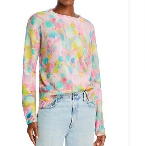 Aqua x Kerri Rosenthal cashmere printed crewneck sweater